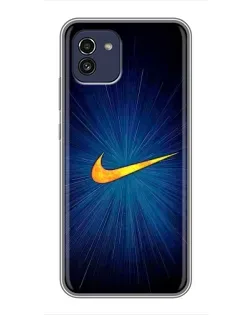Чехол для Samsung Galaxy A03 (A035) с картинкой «Синий пульс Nike» Чехол для Samsung Galaxy A03 (A035) с картинкой «Синий пульс Nike»