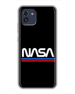 Чехол для Samsung Galaxy A03 (A035) с картинкой «NASA — классика Red Blue»