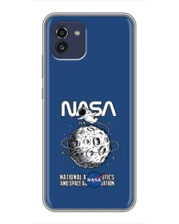Чехол для Samsung Galaxy A03 (A035) с картинкой «NASA — лунная миссия»