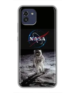 Чехол для Samsung Galaxy A03 (A035) с картинкой «Астронавт на Луне»