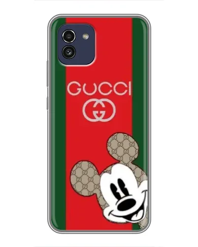 Чехол для Samsung Galaxy A03 (A035) с картинкой «Gucci — полосы и Микки»