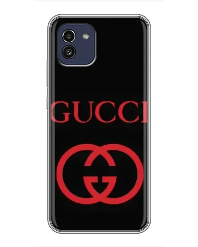 Чехол для Samsung Galaxy A03 (A035) с картинкой «Gucci — красный логотип»