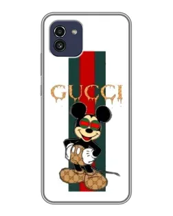 Чехол для Samsung Galaxy A03 (A035) с картинкой «Микки Маус Gucci — полосы»