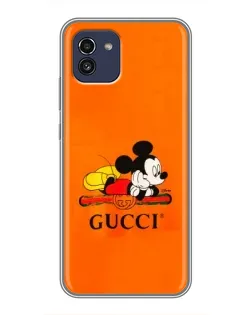 Чехол для Samsung Galaxy A03 (A035) с картинкой «Микки Маус Gucci — оранж»