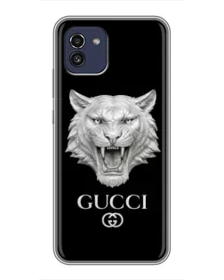Чехол для Samsung Galaxy A03 (A035) с картинкой «Gucci — серебряный лев»