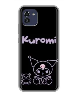 Чехол для Samsung Galaxy A03 (A035) с картинкой «Kuromi — черный минимализм»