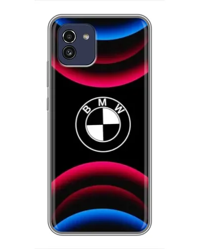Чехол для Samsung Galaxy A03 (A035) с картинкой «Логотип BMW и неоновые дуги» Чехол для Samsung Galaxy A03 (A035) с картинкой «Логотип BMW и неоновые дуги»