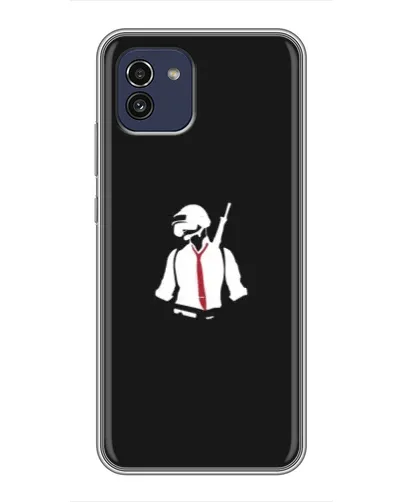 Чехол для Samsung Galaxy A03 (A035) с картинкой «PUBG — силуэт воина»
