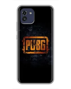 Чехол для Samsung Galaxy A03 (A035) с картинкой «PUBG — золотой логотип»