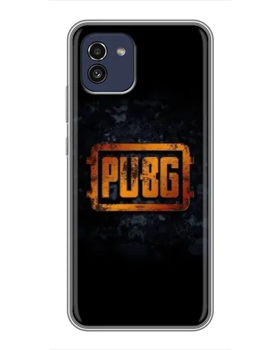 Чехол для Samsung Galaxy A03 (A035) с картинкой «PUBG — золотой логотип»