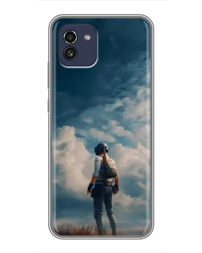 Чехол для Samsung Galaxy A03 (A035) с картинкой «Герой PUBG на скале»