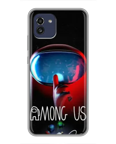 Чехол для Samsung Galaxy A03 (A035) с картинкой «Красный импостер — макро»