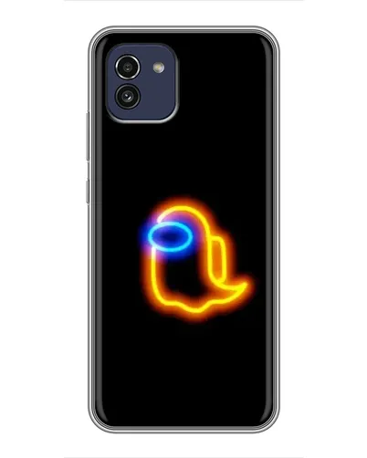 Чехол для Samsung Galaxy A03 (A035) с картинкой «Among Us неоновое сияние»