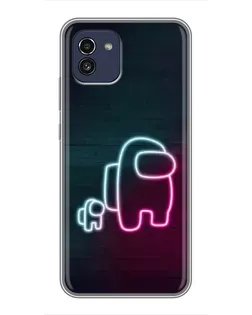 Чехол для Samsung Galaxy A03 (A035) с картинкой «Among Us неон-арт»