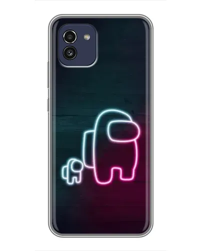 Чехол для Samsung Galaxy A03 (A035) с картинкой «Among Us неон-арт»