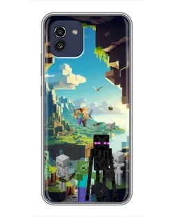 Чехол для Samsung Galaxy A03 (A035) с картинкой «Эндермен в лесу»