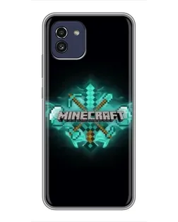 Чехол для Samsung Galaxy A03 (A035) с картинкой «Minecraft Diamond лого»