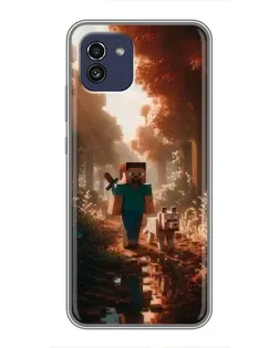 Чехол для Samsung Galaxy A03 (A035) с картинкой «Стив в лесу»