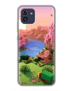 Чехол для Samsung Galaxy A03 (A035) с картинкой «Розовое дерево Minecraft»