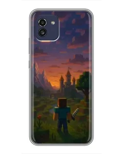 Чехол для Samsung Galaxy A03 (A035) с картинкой «Стив у башни»