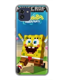 Чехол для Samsung Galaxy A03 (A035) с картинкой «Губка Боб Minecraft»