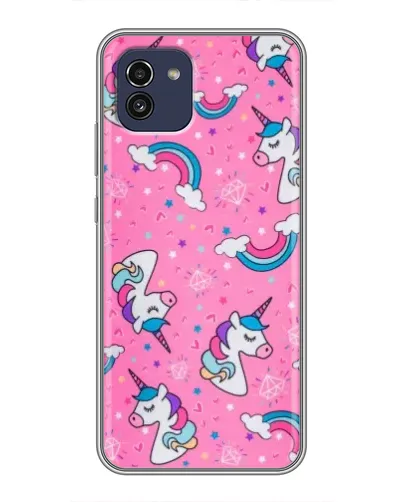 Чехол для Samsung Galaxy A03 (A035) с картинкой «Unicorn паттерн розовый»