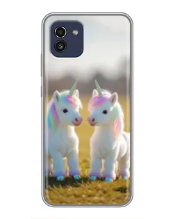 Чехол для Samsung Galaxy A03 (A035) с картинкой «Пара единорогов»