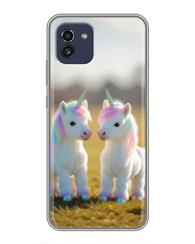 Чехол для Samsung Galaxy A03 (A035) с картинкой «Пара единорогов»