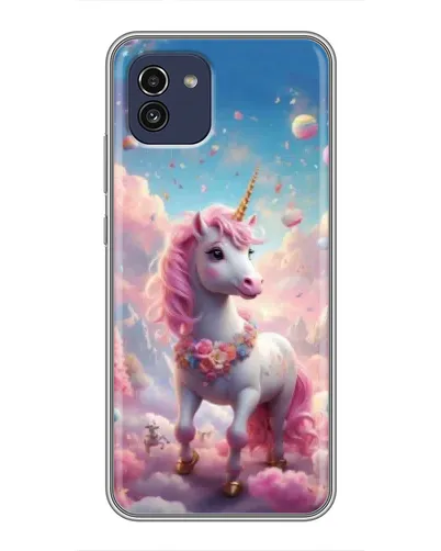 Чехол для Samsung Galaxy A03 (A035) с картинкой «Единорог среди облаков»
