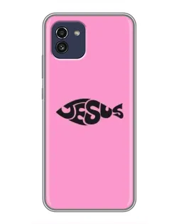 Чехол для Samsung Galaxy A03 (A035) с картинкой «Розовый символ  Jesus»