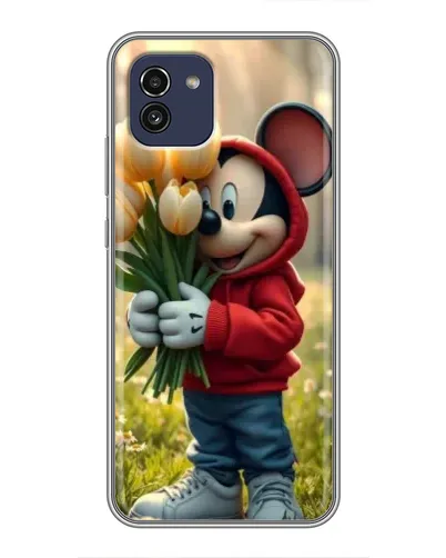 Чехол для Samsung Galaxy A03 (A035) с картинкой «Микки с тюльпанами»