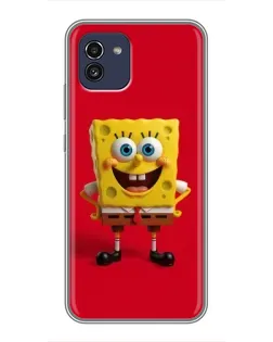 Чехол для Samsung Galaxy A03 (A035) с картинкой «Спанч Боб на красном»