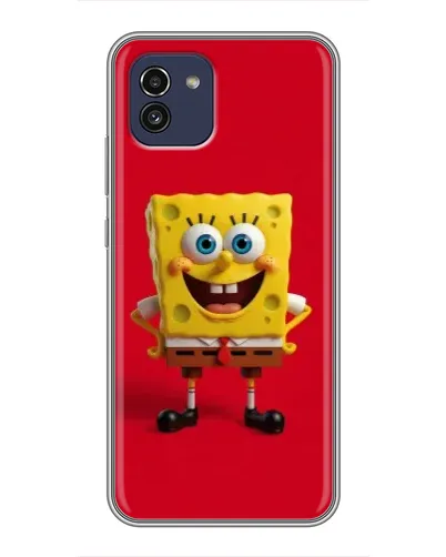 Чехол для Samsung Galaxy A03 (A035) с картинкой «Спанч Боб на красном»