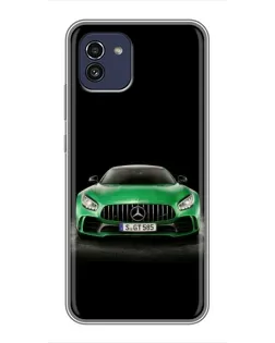 Чехол для Samsung Galaxy A03 (A035) с картинкой «Mercedes — неоновый лого»