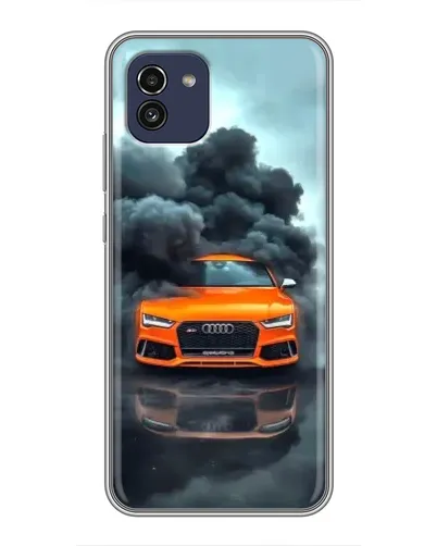 Чехол для Samsung Galaxy A03 (A035) с картинкой «Audi в облаках дыма»