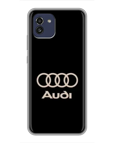 Чехол для Samsung Galaxy A03 (A035) с картинкой «Audi — золотой логотип»