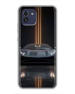 Чехол для Samsung Galaxy A03 (A035) с картинкой «Lamborghini золотые линии»