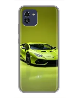 Чехол для Samsung Galaxy A03 (A035) с картинкой «Салатовый Lamborghini Huracan»