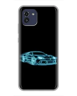 Чехол для Samsung Galaxy A03 (A035) с картинкой «Неоновый контур Lamborghini»