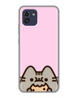 Чехол для Samsung Galaxy A03 (A035) с картинкой «Pusheen и печенье»