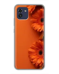 Чехол для Samsung Galaxy A03 (A035) с картинкой «Оранжевые герберы»
