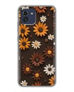 Чехол для Samsung Galaxy A03 (A035) с картинкой «Узор из маленьких подсолнухов»