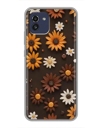 Чехол для Samsung Galaxy A03 (A035) с картинкой «Узор из маленьких подсолнухов»