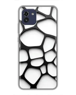 Чехол для Samsung Galaxy A03 (A035) с картинкой «Белая объемная сетка»