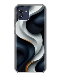 Чехол для Samsung Galaxy A03 (A035) с картинкой «Объемные черно-белые ленты»