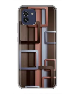 Чехол для Samsung Galaxy A03 (A035) с картинкой «Коричневые объемные квадраты»