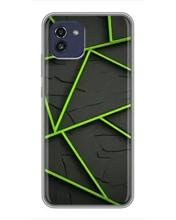 Чехол для Samsung Galaxy A03 (A035) с картинкой «Зеленые геометрические линии»
