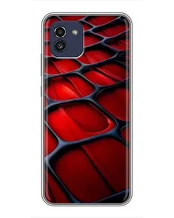 Чехол для Samsung Galaxy A03 (A035) с картинкой «Красная глянцевая сетка»