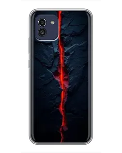Чехол для Samsung Galaxy A03 (A035) с картинкой «Kрасная лавовая трещина»