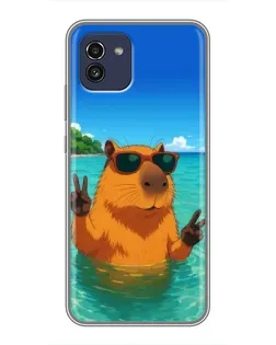 Чехол для Samsung Galaxy A03 (A035) с картинкой «Морская капибара»